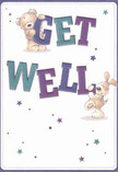 With its playful charm and gentle optimism, this get well card offers a visual embrace that reflects the warmth of Crofton Park's local spirit. Two delightful characters-a fluffy teddy bear and a jolly puppy-hold and balance bold, colourful 'Get Well' letters, their joyful energy reminiscent of a friendly encounter at the corner café near Brockley Rise. Indigo and teal shades pop vibrantly against a soft cream background, infusing the scene with fresh, hopeful energy. Stars twinkle in blues and purples overhead, adding an atmosphere of magic akin to Crofton Park's starlit evenings. The illustrated textures of fur make the card almost tactile, inviting the imagination to sense the comfort of a caring hug. This uplifting card is crafted to deliver not just a message, but the same emotional warmth and reassurance found in fresh blooms delivered to a neighbour's door-an ideal gesture for offering support to those on the mend across Crofton Park.